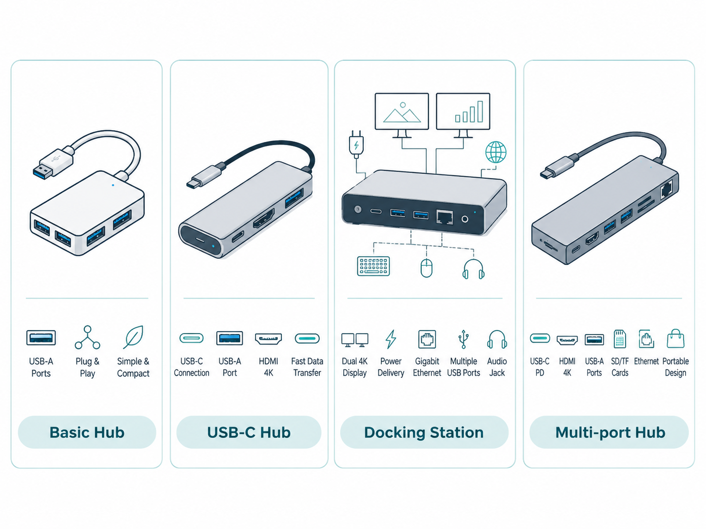USB 허브 유형별 비교